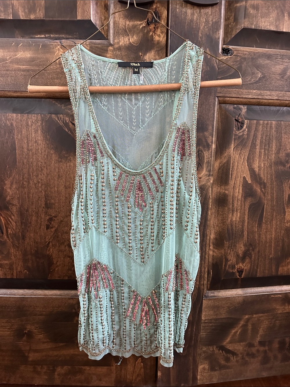 🍓🍓Beaded Mint sheer Tank Medium
